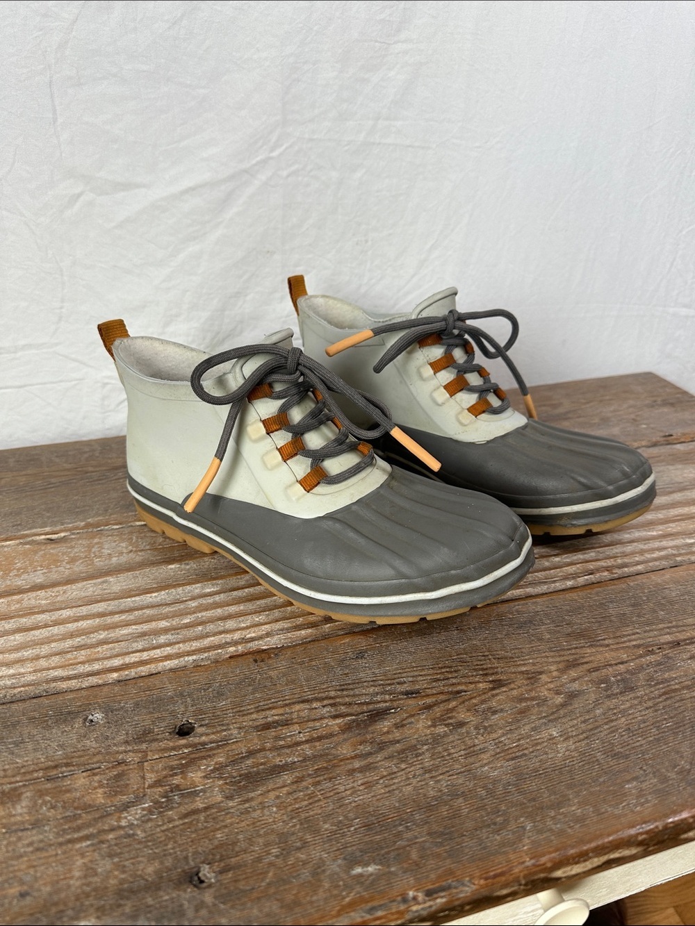 chooka Two-Tone Women's Duck Boot in Gray, Cream & Tan Accents
